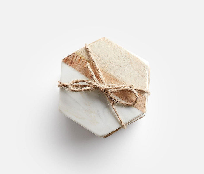 Marble Wood Hexagon Coasters