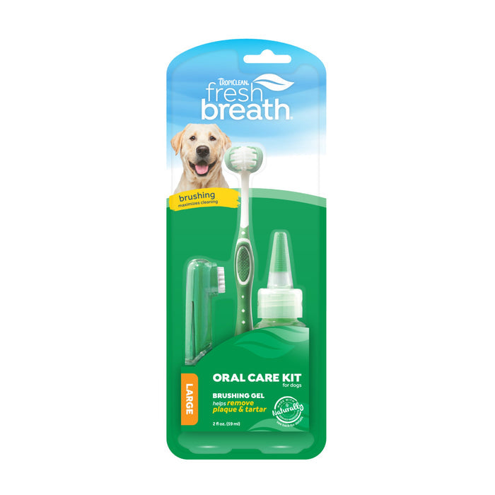 Tropiclean Fresh Breath Oral Care Kit For Medium and Large Dogs-Habitat Pet Supplies