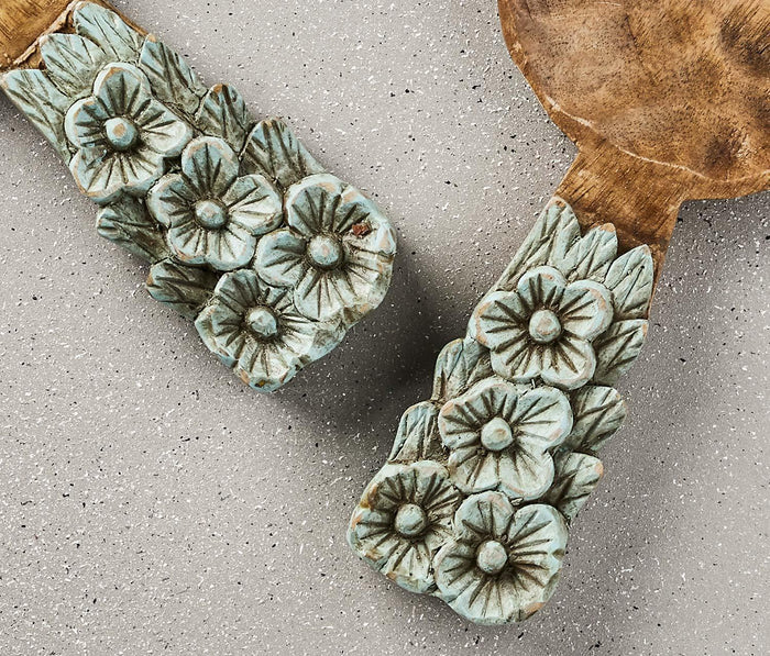 Artisan Hand-Carved Mango Wood Salad Servers: Set of 2 - lollygag