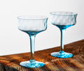 Vintage Aquamarine Coupe & Champagne Glasses