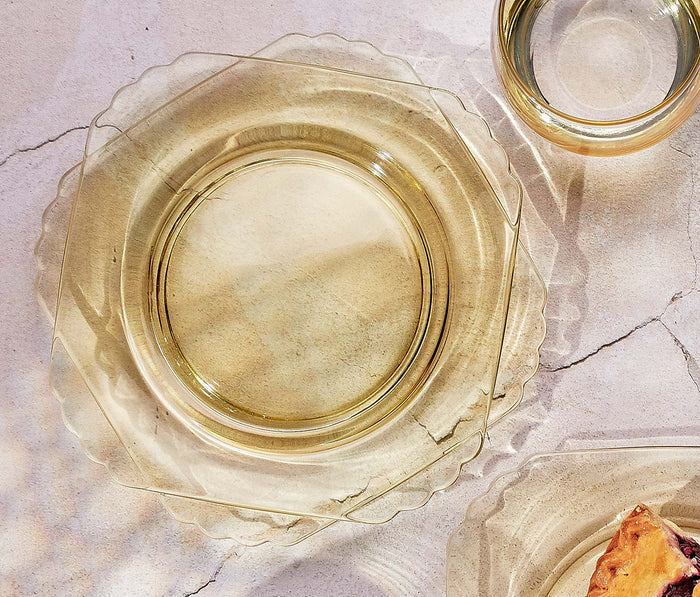 Vintage Yellow Glass Dessert Plates - lollygag