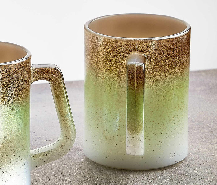 Vintage Federal Glass Mesa Green Ombre Moon Glow Mugs - lollygag