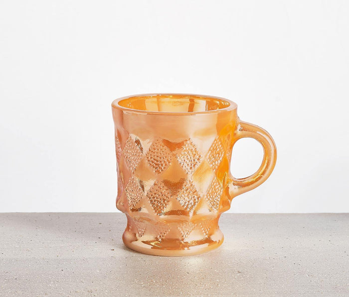 Fire King Peach Lustre Harlequin Mugs Set of 3 - lollygag