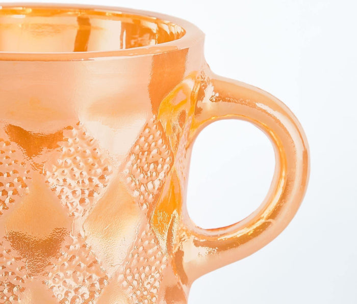 Fire King Peach Lustre Harlequin Mugs Set of 3 - lollygag