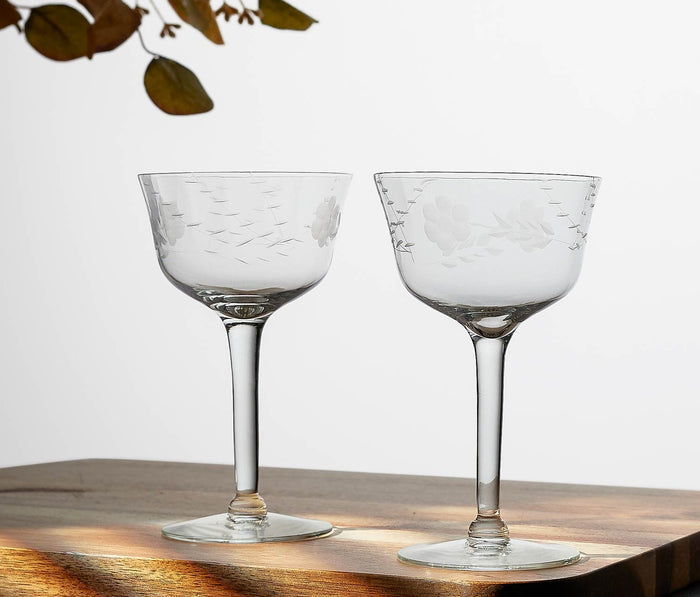 Vintage Florence Deco Nick & Nora and Cordial glass Set - Lollygag.co