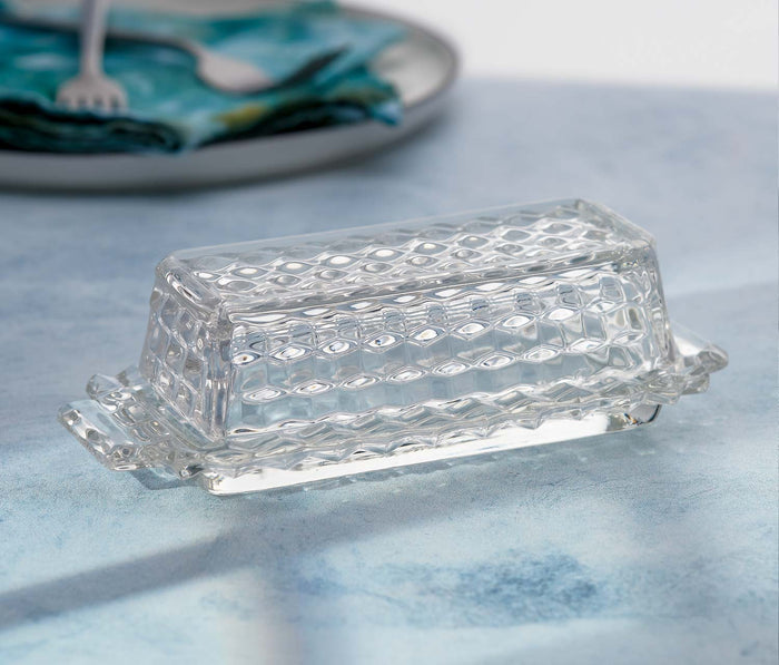 Vintage Fostoria Clear Covered Glass Butter Dish - Lollygag