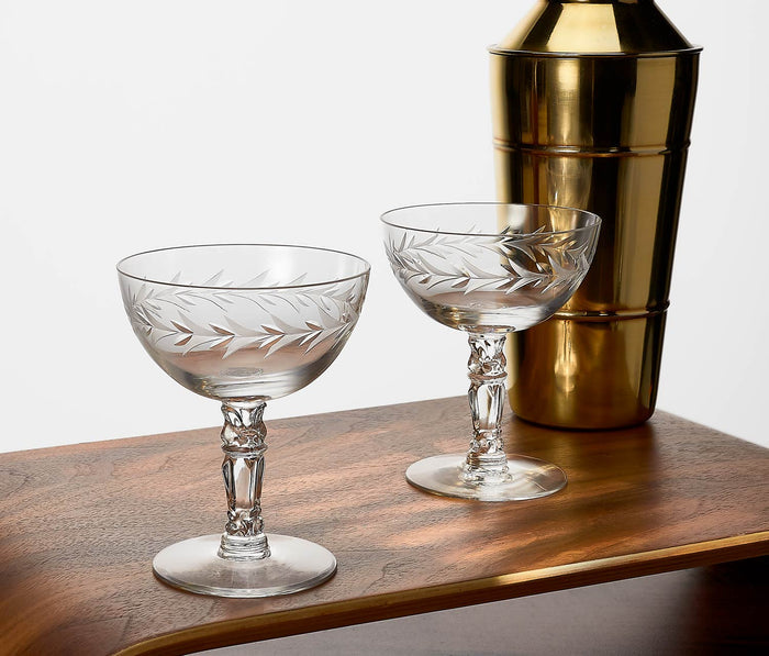 Vintage Fostoria Holly Clear Coupe/Sherbet Glass Sets - Lollygag.co