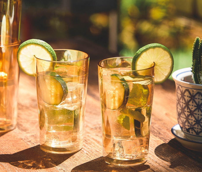 Golden Lustre Vintage Honeycomb Highball Glasses - Lollygag
