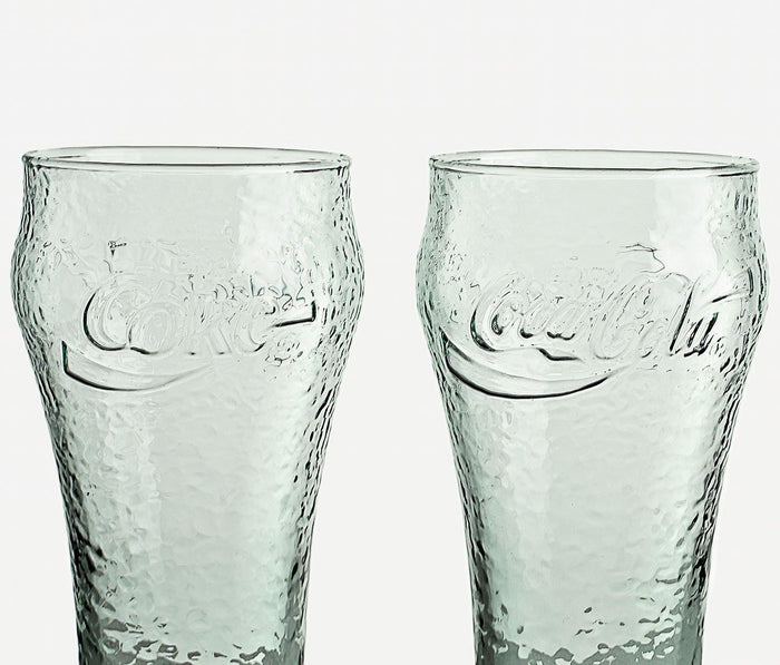Vintage Hammered Green Coca-Cola 6" Tall Glass Set - lollygag