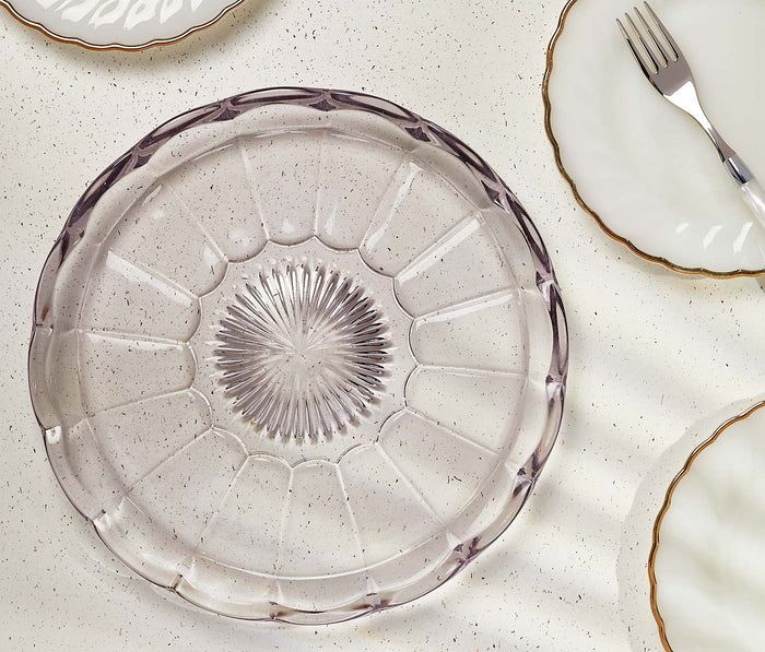 Vintage Purple Clear Glass Cake Serving Plate- lollygag
