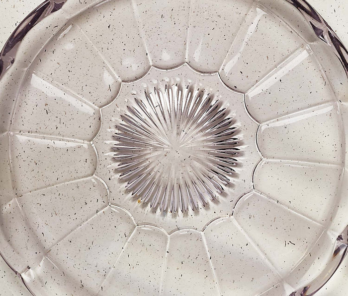 Vintage Purple glass cake serving plate and milk glass plates top shoot - lollygag