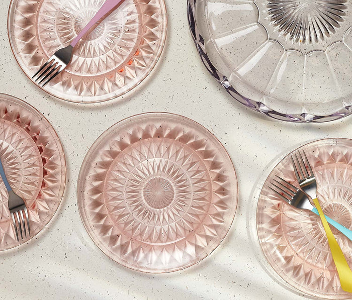 Vintage Jeannette Glass Pink Glass Dessert Plates - Lollygag