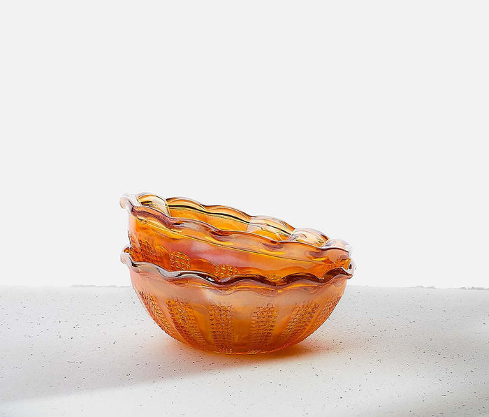 Vintage Marigold Hazel Atlas Lustre Pinch Pots