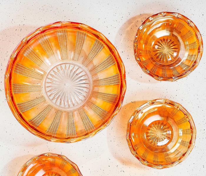 Vintage Marigold Lustre Serving Bowl Set-lollygag