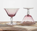Dusty Lilac Paneled Coupe Glasses - Vintage