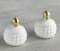 Vintage Milk Glass Hobnail/Studded Mini Salt & Pepper Shaker set with gold tops