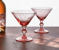 Vintage Rose Pink Raindrop Optic Martini Glasses - Lollygag