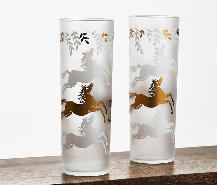 vintage  Libbey Golden Horse Highball Glasses - lollygag