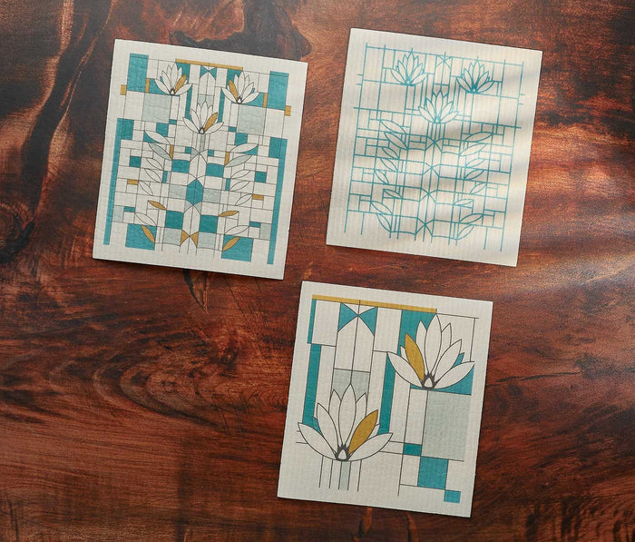 Waterlilies Swedish Dishcloth Set - Frank Lloyd Wright - Lollygag.co