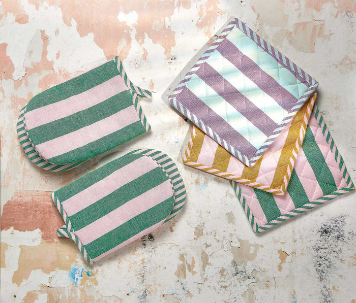 Watermelon Modern Stripe Mini Oven-Mitts and pot holders gift set-lollygag