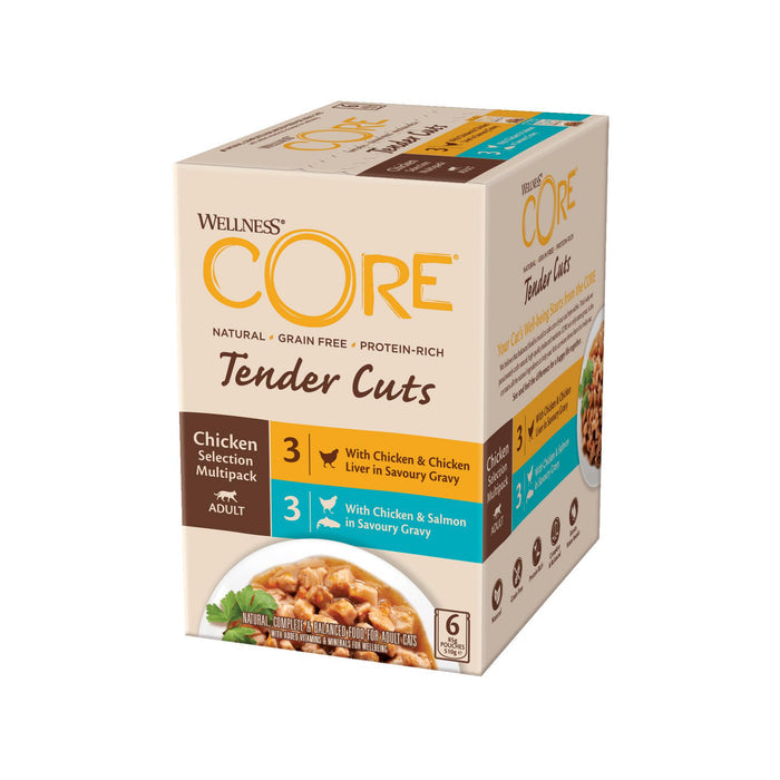 Wellness CORE Tender Cuts Chicken Selection Multipack Wet Cat Food 85g x 6-Habitat Pet Supplies