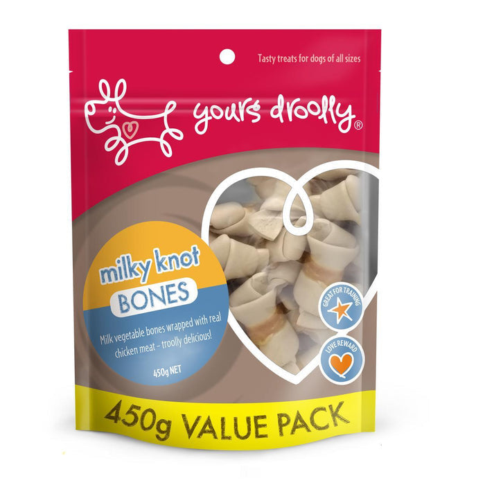 Yours Droolly Dog Treats Milky Knot Bones 450g*-Habitat Pet Supplies