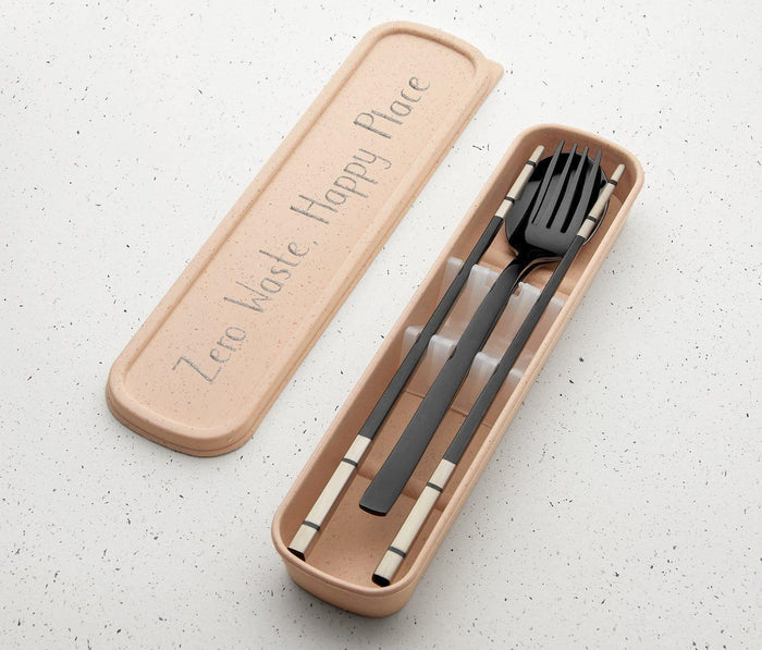 Black Reusable Travel Flatware Set - lollygag