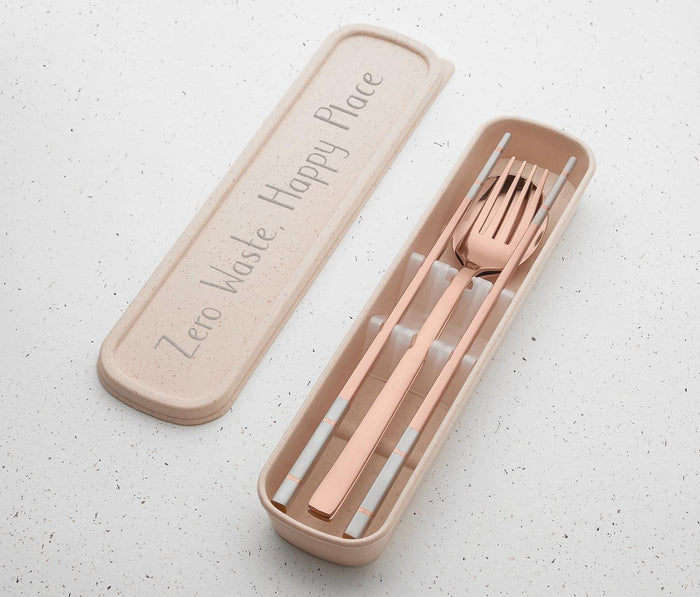 Rose Gold Reusable travel flatware set - lollygag