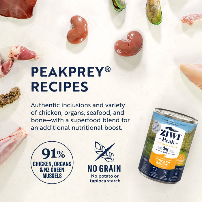 ZIWI Peak Wet Chicken Recipe Dog Food 390g x 12