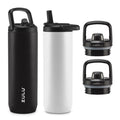 Zulu Base Stainless Steel Water Bottle with Lids (2 Pack)